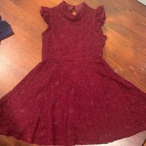 Burgundy Lace Dress - girls size 6/6x